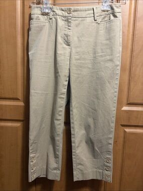 Talbots Light Khaki Cropped Button-Hem Jeans